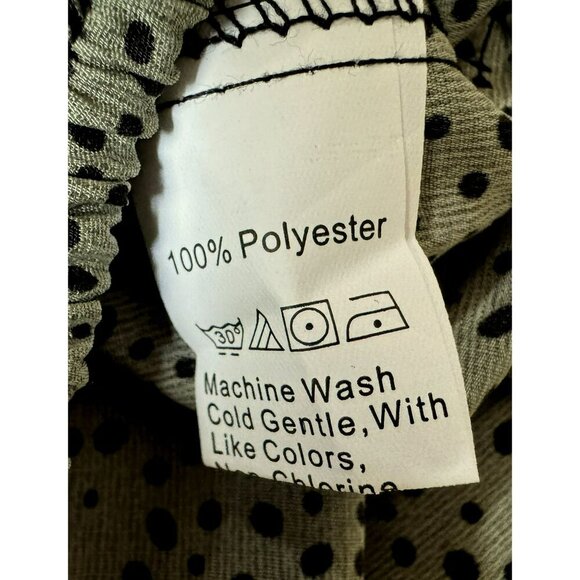 Shein Curve 3XL Shirred Polka Dot High Waist Pull-On Shorts Drawstring Sage - Picture 4 of 4